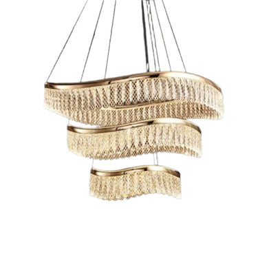 Mara 3 gyűrűs mennyezeti lámpa arany-kristály (80 cm, 60 cm, 40 cm)