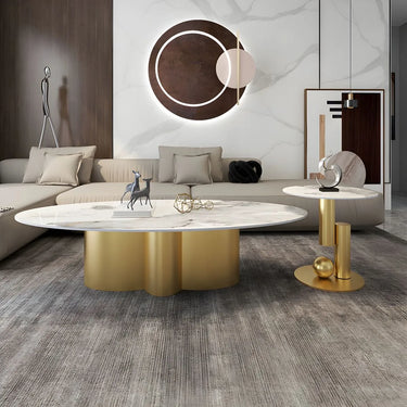 Steel Mama Mia kerek lerakóasztal márvány