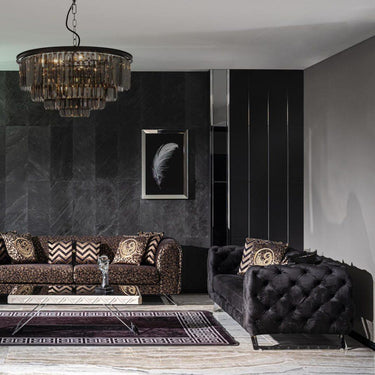 Asus 3 személyes kanapé fekete-króm kiállított