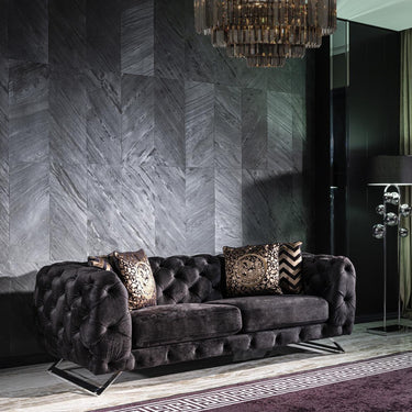 Asus 3 személyes kanapé fekete-króm kiállított