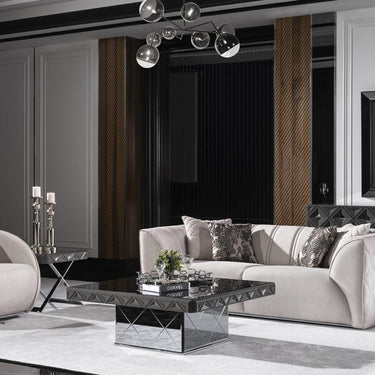 AsusViona dohányzóasztal magasfényű ezüst-tükör