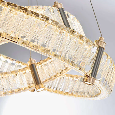 Bo Mercedes 2 gyűrűs függesztett lámpa arany-kristály 40+60 cm