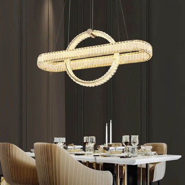 Bo Mercedes kerek-ovális mennyezeti lámpa arany-kristály 60+20 cm