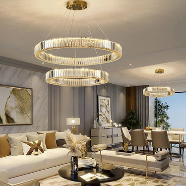 Briel two mennyezeti lámpa 2 gyűrűs arany-kristály