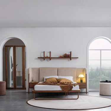 Capella franciaágy keret falpanellel bézs (matrac nélkül)