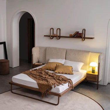 Capella franciaágy keret falpanellel bézs (matrac nélkül)