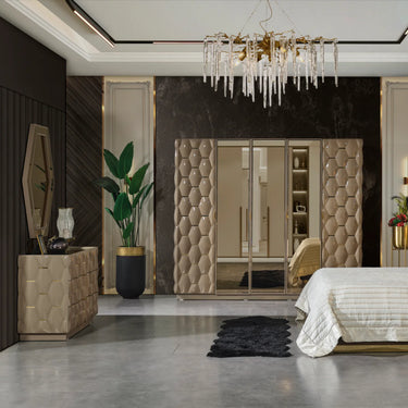 ROYAL konzolasztal krém-arany (tükörrel)