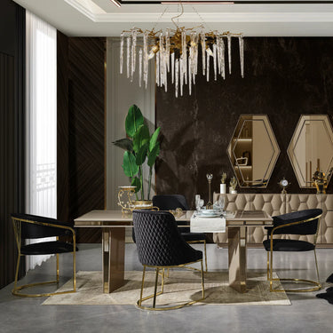 Royal tálalószekrény krém-arany 216 cm