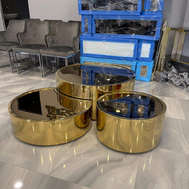 Ciceró 3 részes dohányzóasztal fekete-arany