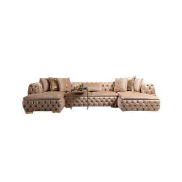 Empirio chesterfield sarokülőkanapé bézs-arany