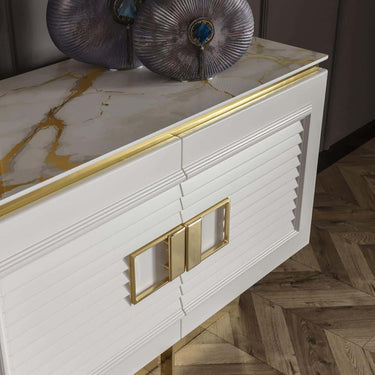 Glória konzolasztal  fehér-arany (tükörrel)