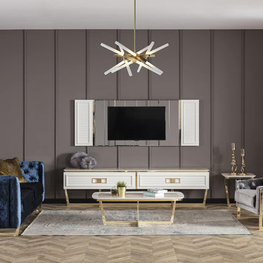 Glória TV szekrény fehér-arany