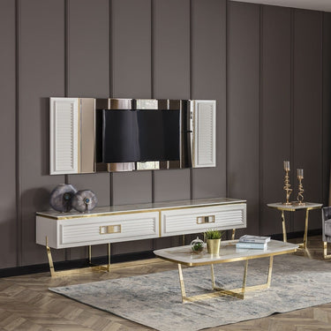 Glória TV szekrény fehér-arany