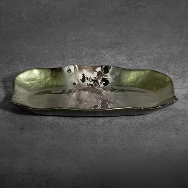 Saab dekoratív üveg tál Zöld 32x17x4 cm