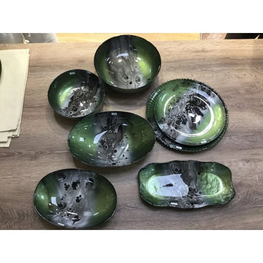 Saab dekoratív üveg tál Zöld 32x17x4 cm