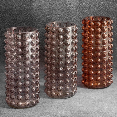 Track dekoratív üveg váza  mix 3 színben Narancssárga 10,7x10,7x22 cm (Szett)