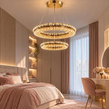 CITY Arany 2 gyűrűs Kristály Függőlámpa (40+60)