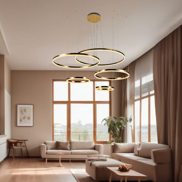 AELORA 5 gyűrűs függőlámpa arany
