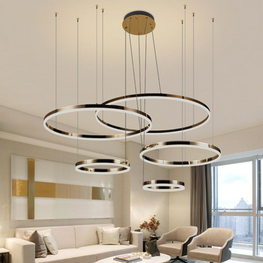 AELORA 5 gyűrűs függőlámpa arany