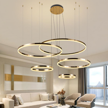 AELORA 5 gyűrűs függőlámpa arany