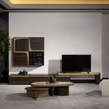 Le Mans TV szekrény bal oldali modul sötétbarna-arany