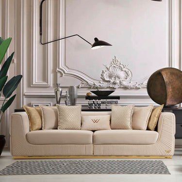 Loren 3 személyes kanapé  arany-világosbarna