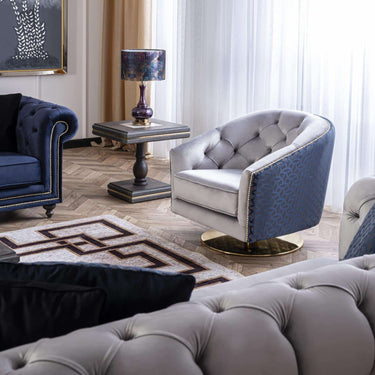 Madrid forgó fotel kék-arany kiállított