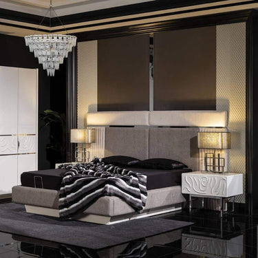 Parma franciaágy 160x200 cm világosszürke (matrac nélkül)