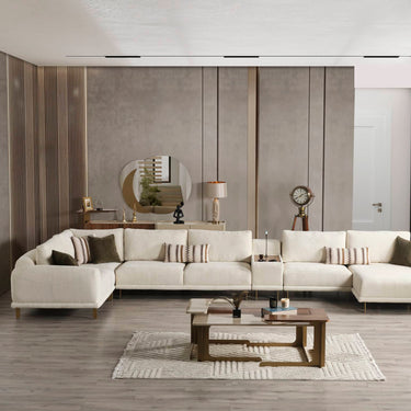 Petra sarokülőgarnitúra U alakú kanapé 370 cm - krém