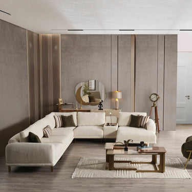 Petra sarokülőgarnitúra U alakú kanapé 370 cm - krém