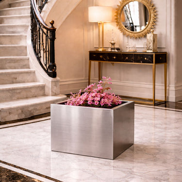 AURUM LOTT padlóváza szálcsiszolt króm kocka