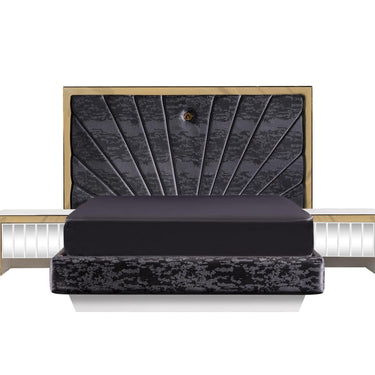 Vegas franciaágy keret falpanellel 160x200 fekete-arany (matrac nélkül)