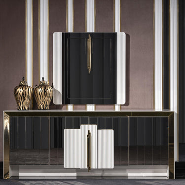 Vegas tálalószekrény fehér-arany-tükör 223 cm