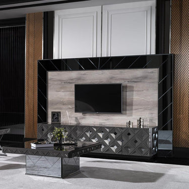 Asusviona TV szekrény világosszürke-króm (falpanel nélkül)