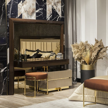 Vitra fésülködőasztal sötébarna-arany (tükörrel) kiállított