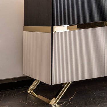 Zigi tálalószekrény 210 cm bézs-fekete (fekete)