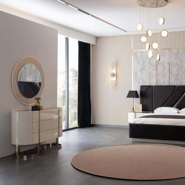 Aura fésülködőasztal  krém-bronz (tükörrel)