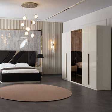 Aura 3 ajtós  gardróbszekrény  krém-bronz, (többféle konfigurációban)