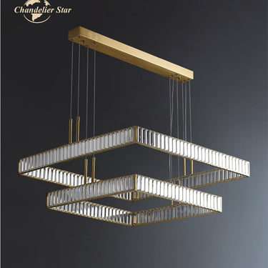 Bo Mirabell négyzetes mennyezeti lámpa arany kristály (2 függesztékkel, több méretben)