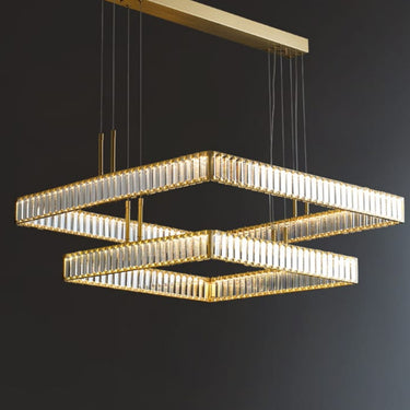 Bo Mirabell négyzetes mennyezeti lámpa arany kristály (2 függesztékkel, több méretben)