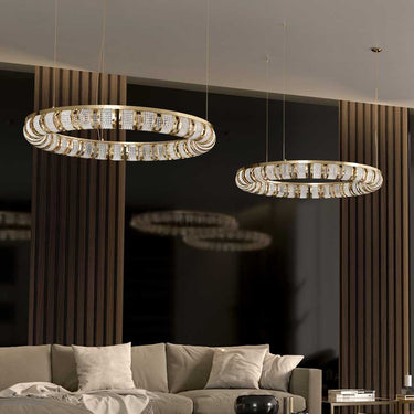 Cila Paloma 2 gyűrűs mennyezeti lámpa arany-kristály 40+60 cm