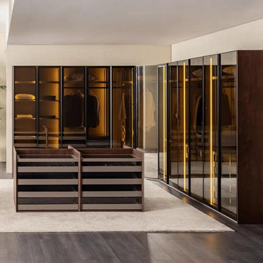 Code 2 ajtós (üveg) gardróbszekrény fiókos világosszürke