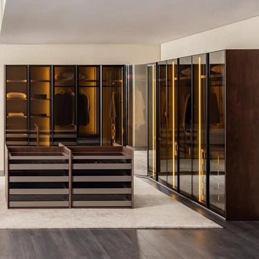 Code 4 ajtós (üveg) gardróbszekrény világosszürke