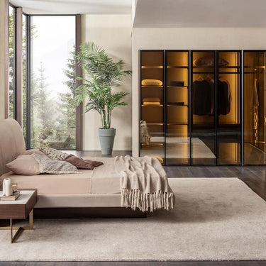 Code 2 ajtós (üveg) gardróbszekrény fiókos világosszürke