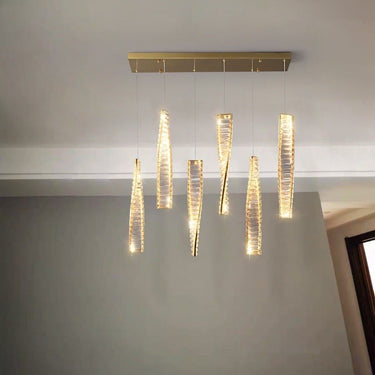 Briel csavart függesztett lámpa arany-kristály (6 függeszték)