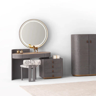 ZEN fésülködőasztal tükörrel, székkel sötétszürke