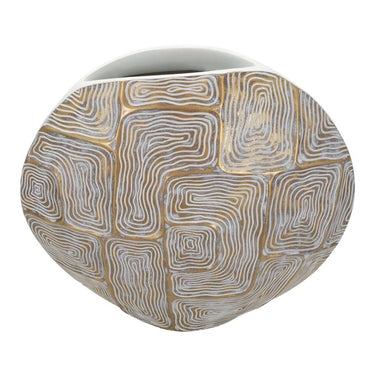 Clips gyanta váza geometria mintával arany/fehér 36x11x34,5 cm