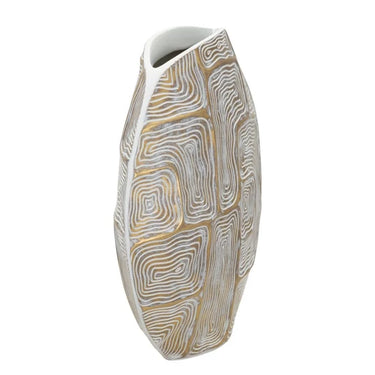 Clips gyanta váza geometria mintával arany/fehér 36x11x34,5 cm