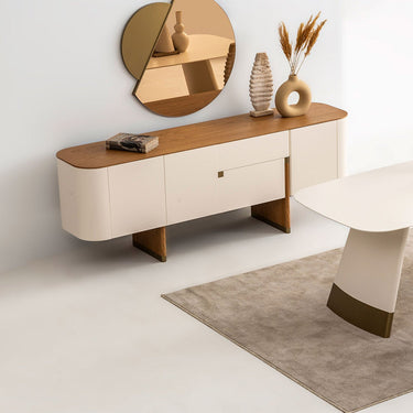 DELTA tálalószekrény ekrü-arany 220 cm