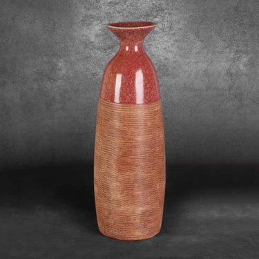 Safari  kerámia magas váza Piros/világosbarna 18x17x51 cm